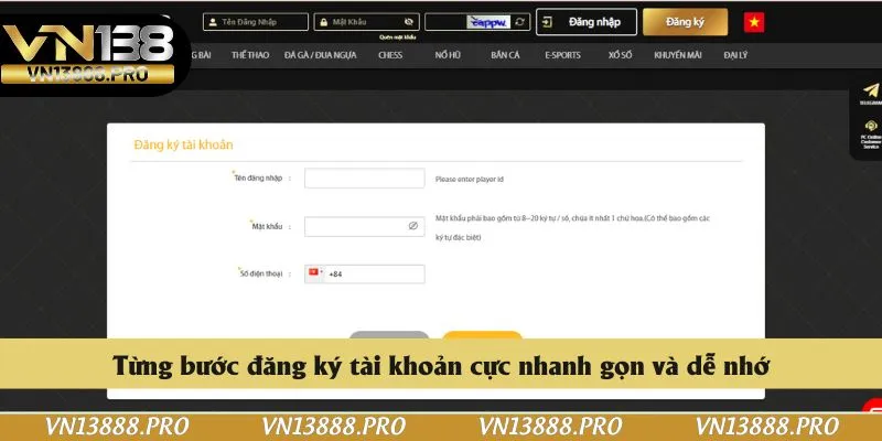 Từng bước đăng ký tài khoản cực nhanh gọn và dễ nhớ