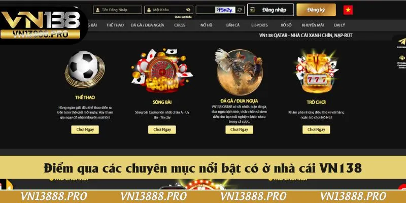 Điểm qua các chuyên mục nổi bật có ở nhà cái VN138