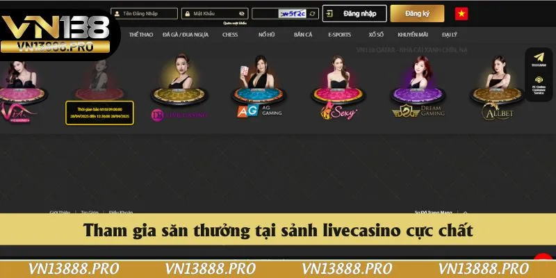 Tham gia săn thưởng tại sảnh livecasino cực chất